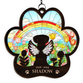 Personalized Pet Memorial Ornament, Dog Memorial Rainbow Bridge Paw Frame Suncatcher Ornaments, Loss of Pet Christmas Ornaments for Dog Lovers